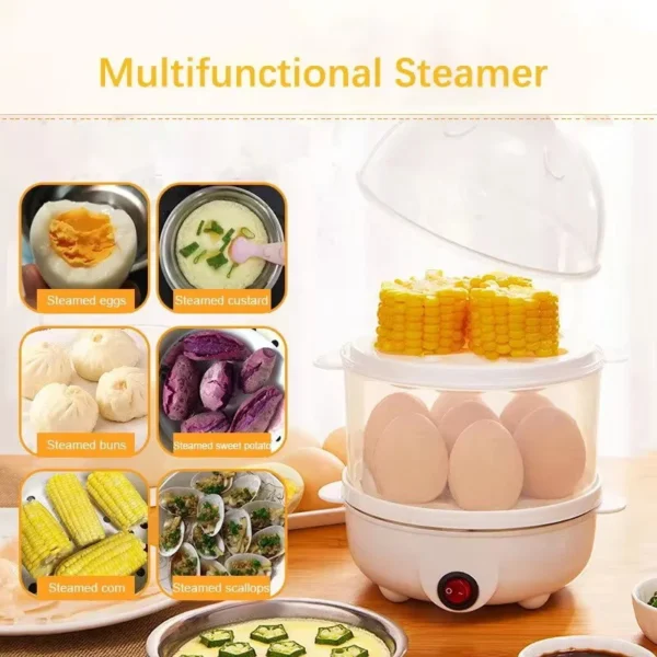 220V Multifunctional Electric Egg Boiler Double Layers Egg Cooker Mini Steamer Poacher Kitchen Cooking Breakfast Machine - Image 3