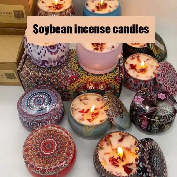 Gbbma A box of 3 notes Scented candles Use natural dried flowers candles For indoor aromatherapy - Image 2