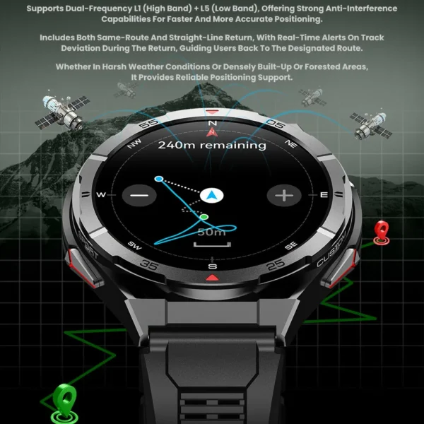 New Smart Watch GPS Sports Compass Altitude Air Pressure Blue Tooth Call 3ATM Waterproof Health AMOLED Screen Smartwatch 480Mah - Image 2