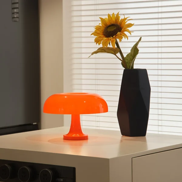 Mushroom table lamp minimalist modern bedroom bedside lamp Danish designer orange decorative table lamp - Image 10