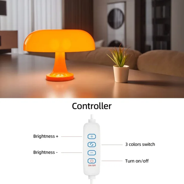 Mushroom table lamp minimalist modern bedroom bedside lamp Danish designer orange decorative table lamp - Image 7