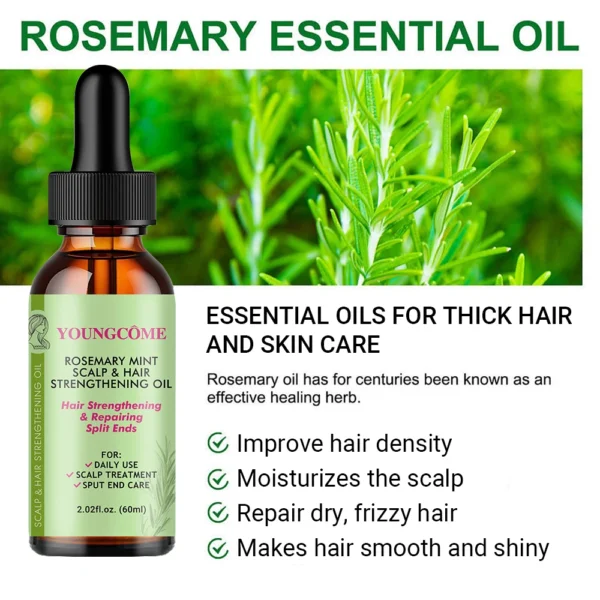 Rosemary Mint Hair Growth Oil Preventing Hair Dryness Split Moisturizing Gentle Nourishing Soft Glossy Organics Hair Care Oil - Image 3