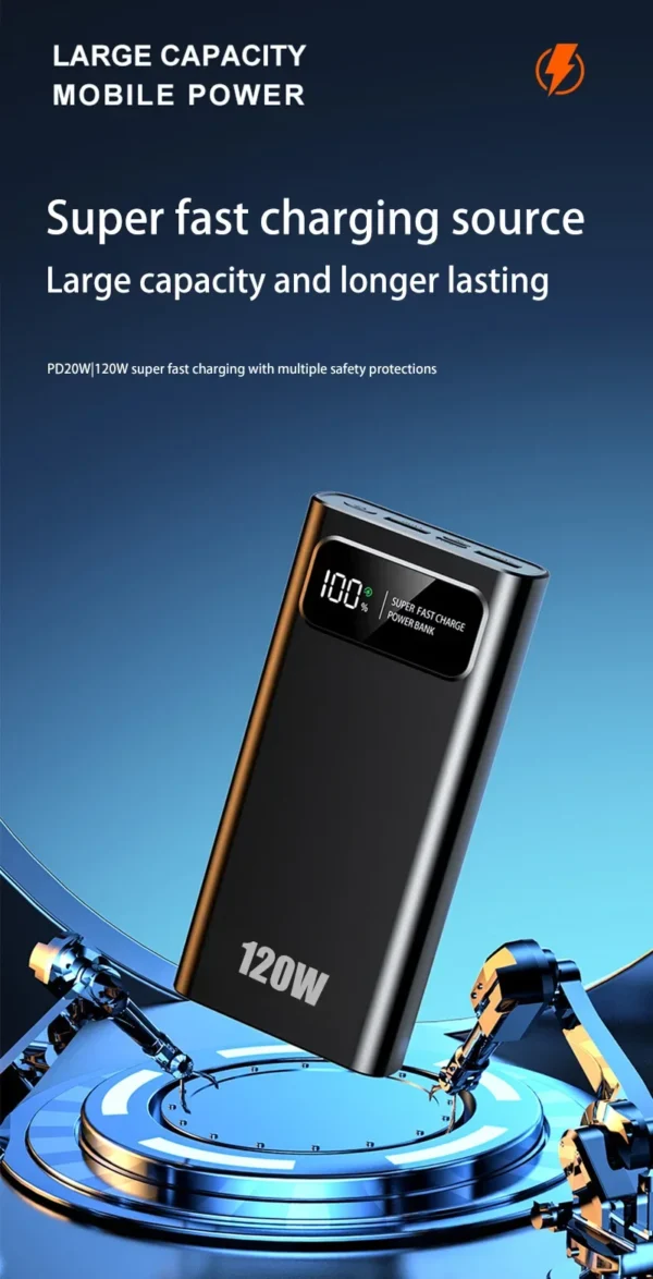 200000mAH 120W Power Bank Super Fast Charging Battery High Capacity Digital Display Power Bank For iphone 15 14 Samsung Xiaomi - Image 6