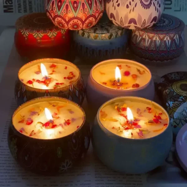 Gbbma A box of 3 notes Scented candles Use natural dried flowers candles For indoor aromatherapy - Image 5