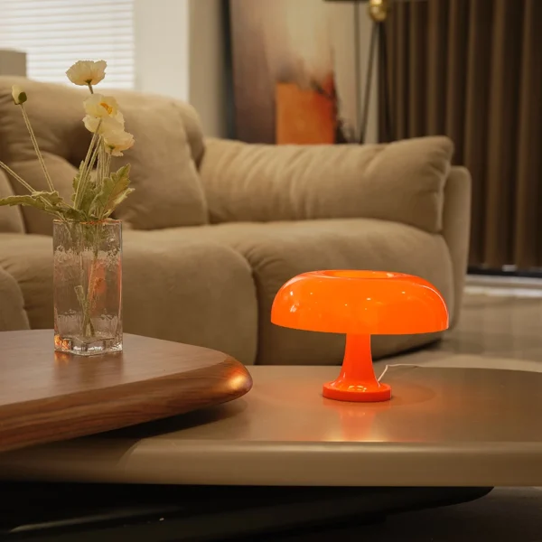 Mushroom table lamp minimalist modern bedroom bedside lamp Danish designer orange decorative table lamp - Image 11