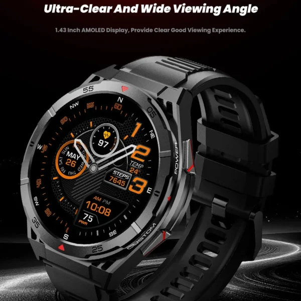 New Smart Watch GPS Sports Compass Altitude Air Pressure Blue Tooth Call 3ATM Waterproof Health AMOLED Screen Smartwatch 480Mah - Image 5
