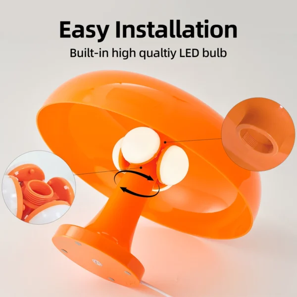 Mushroom table lamp minimalist modern bedroom bedside lamp Danish designer orange decorative table lamp - Image 14